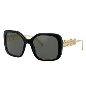 Versace 53mm Square Sunglasses - BLACK & GOLD SOLID - One Size